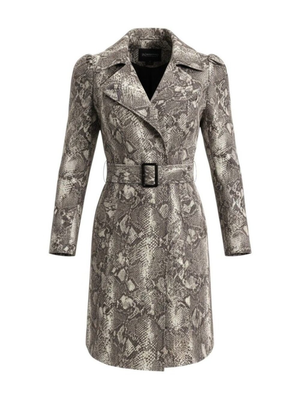 INC International Concepts Womens Snake Print Belted Trench Coat 0X